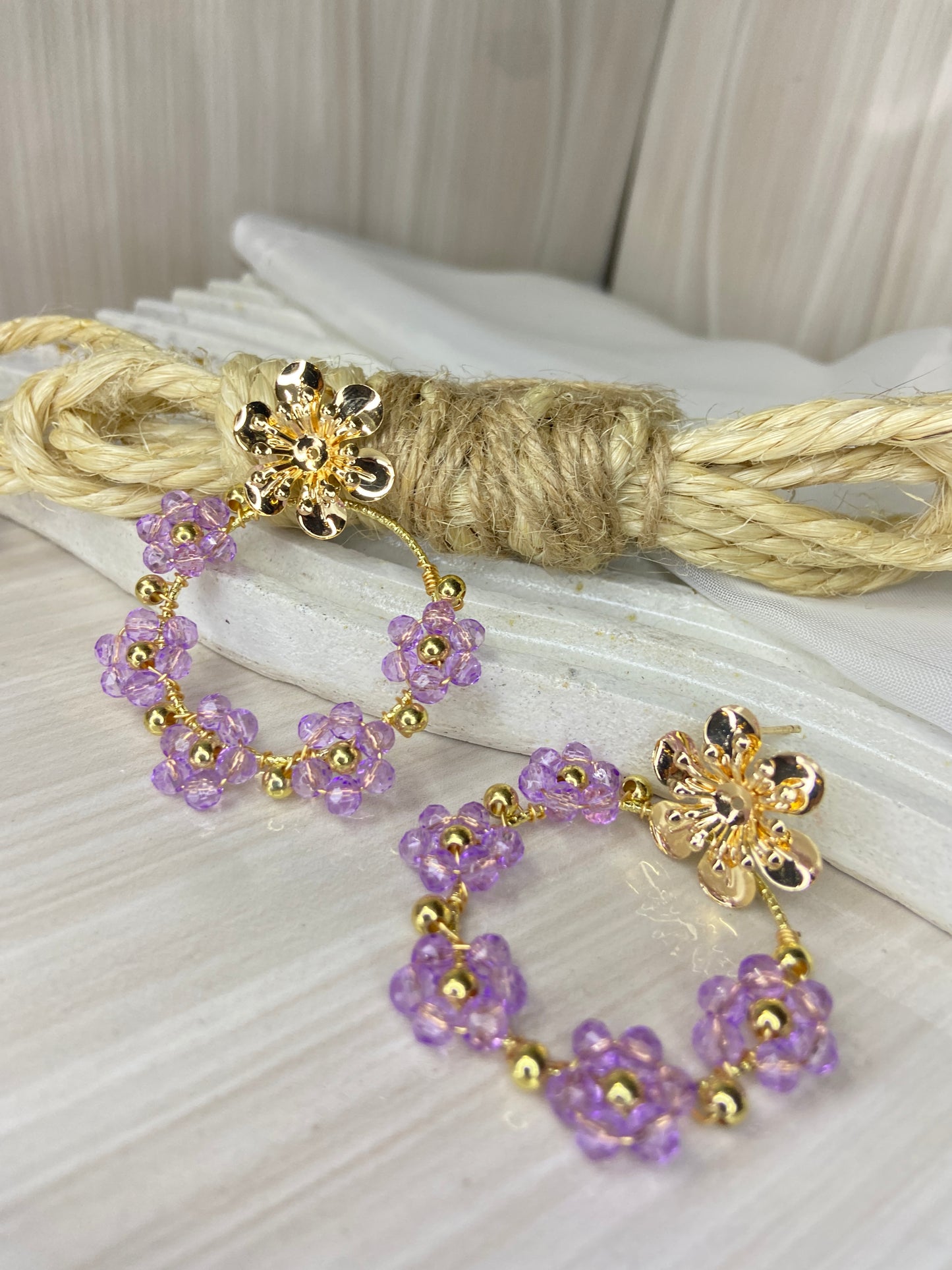 Aretes flor hecho a mano