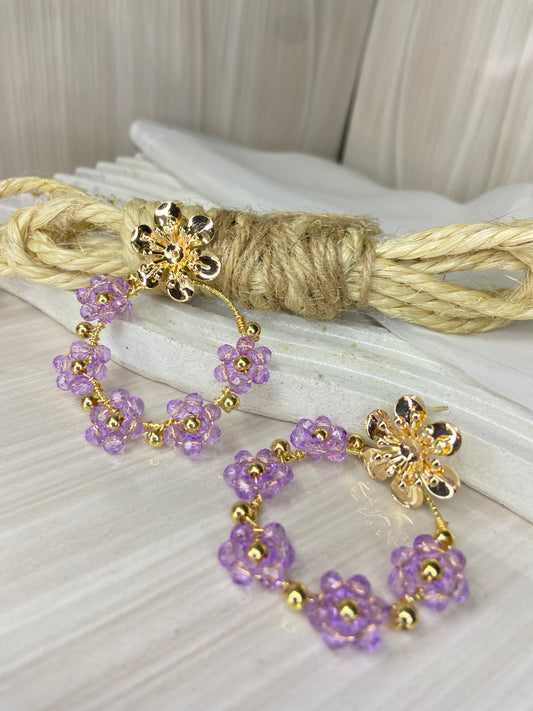 Aretes flor hecho a mano